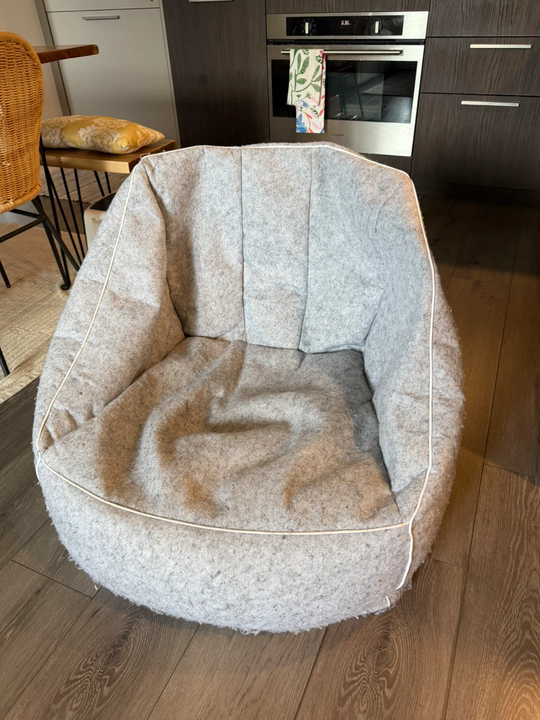 Grey Felt Beanbag Chair