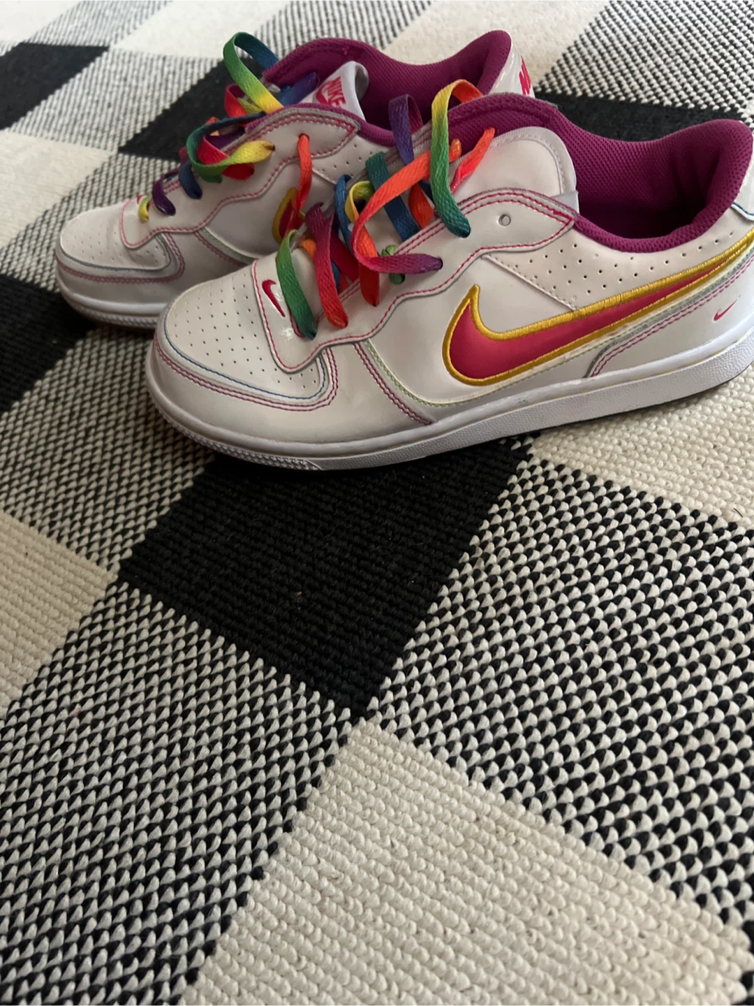 Nike Air Force 1 Low GS Rainbow Laces White Pink Shoes - photo 2