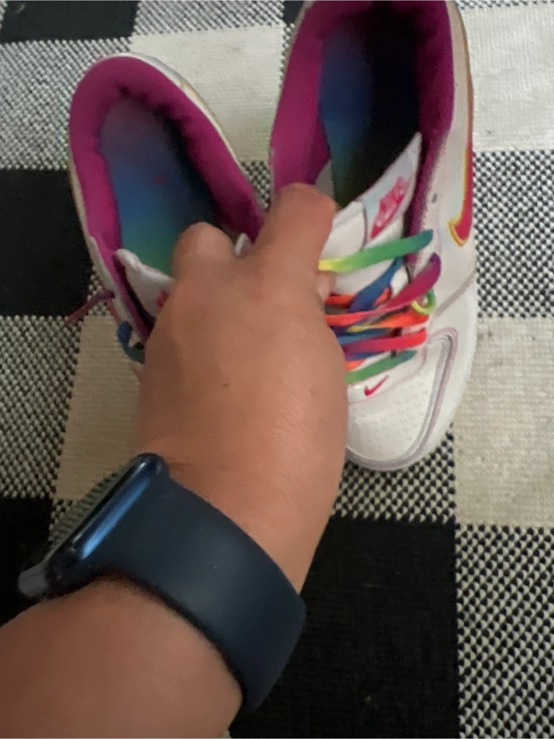 Nike Air Force 1 Low GS Rainbow Laces White Pink Shoes - photo 3