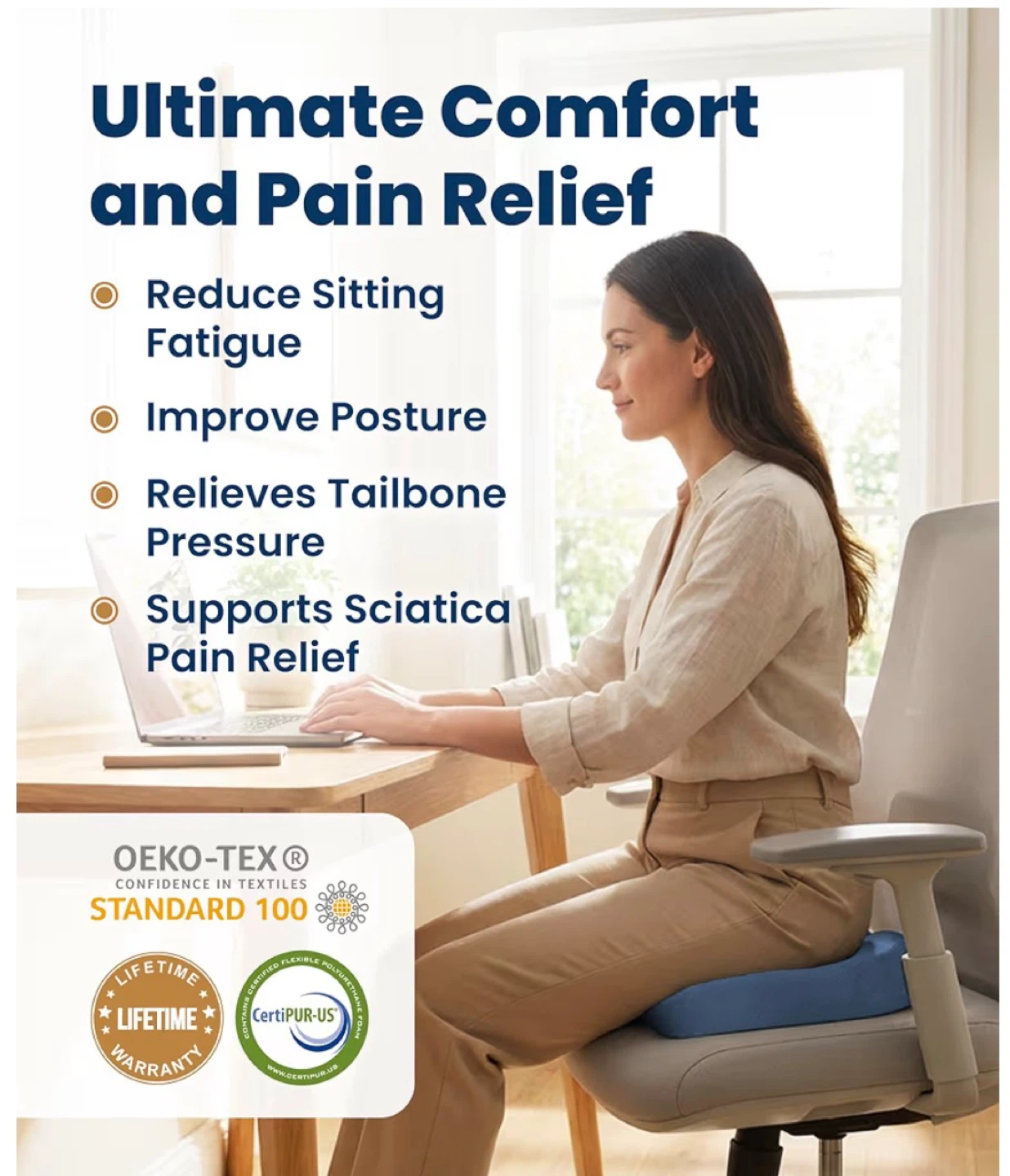 New Everlasting Comfort Memory Foam Seat Cushion - photo 4