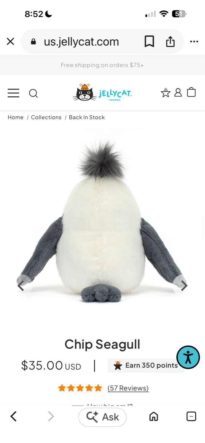Jellycat ⚽️Chip Seagull Plush Toy - photo 2
