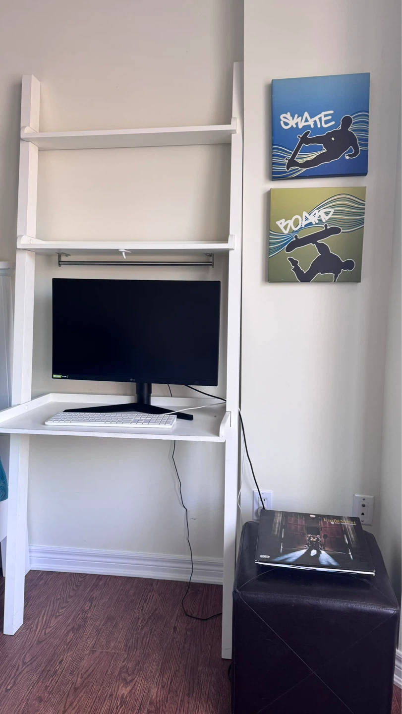 EQ3 White Ladder Desk / Leaning Desk (no computer)