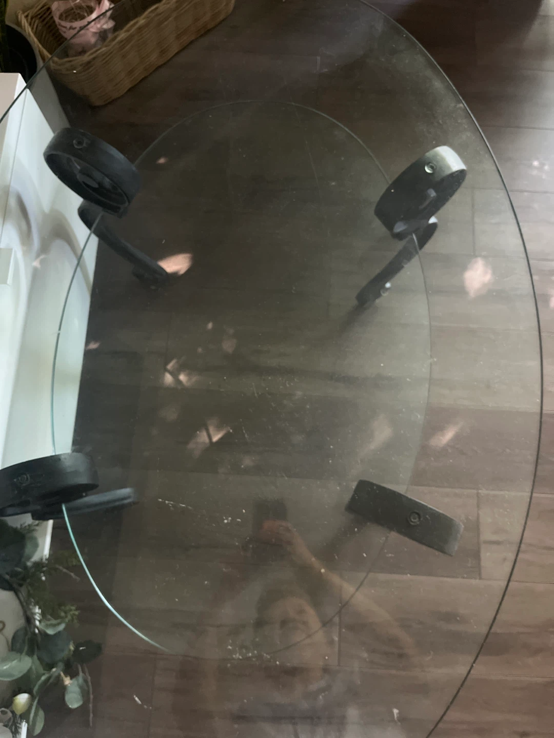 Glass Oval Coffee Table with Metal Scroll Legs - photo 3