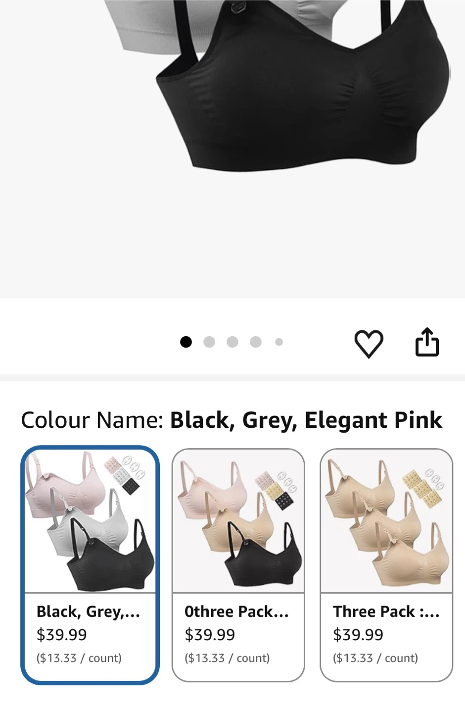 3 Pack Nursing Bras - Black, Grey, Elegant Pink - photo 4