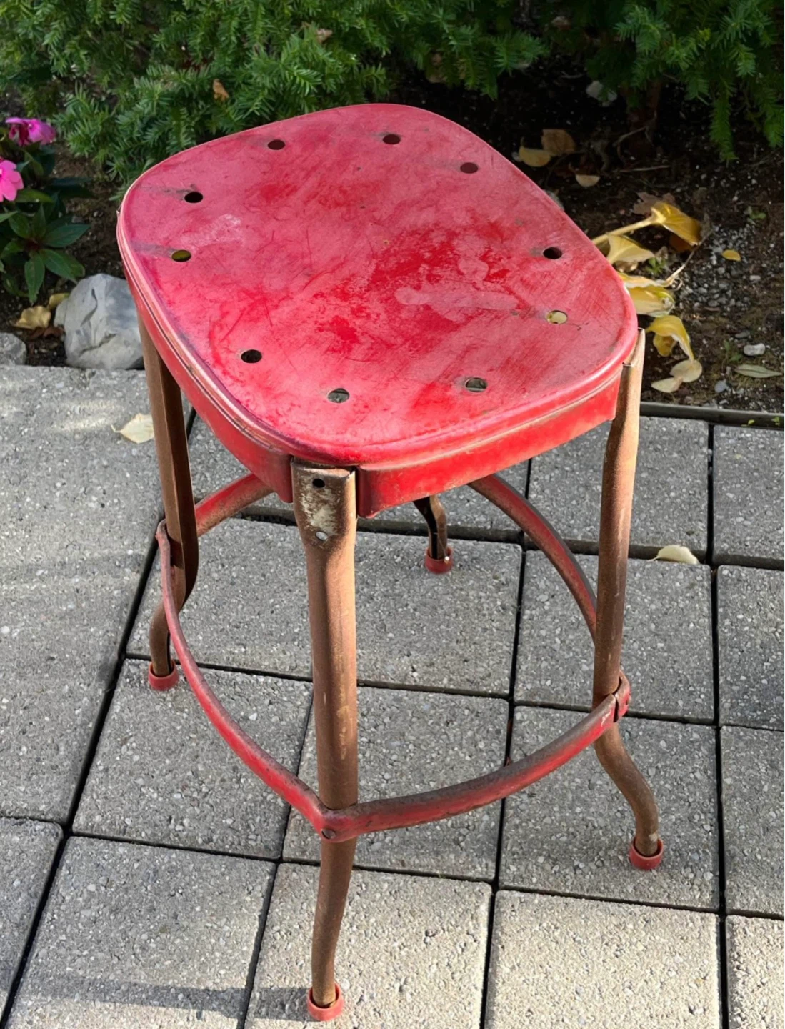 Red Metal Bar Stool