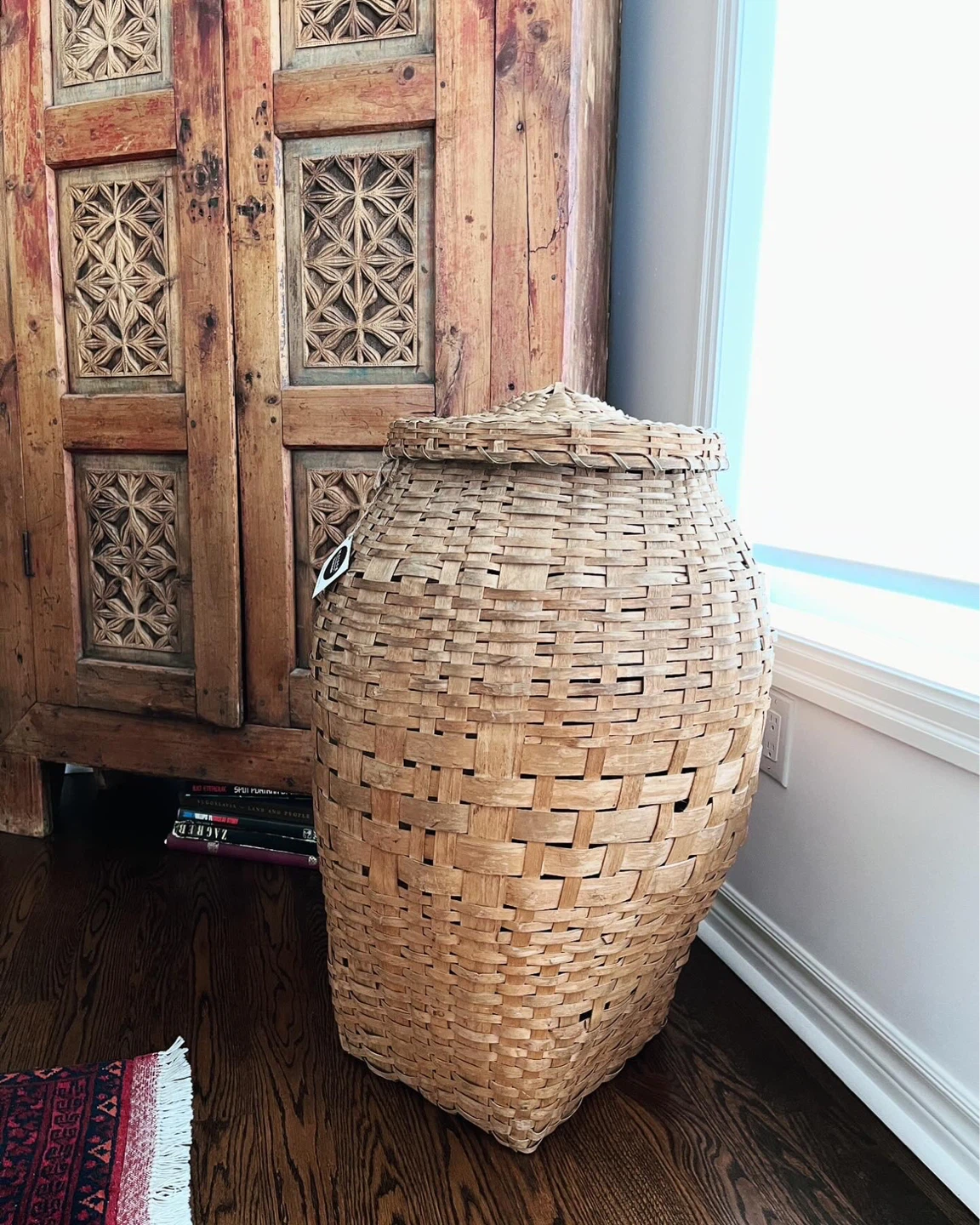 Large Woven Basket with Lid antique - photo 3