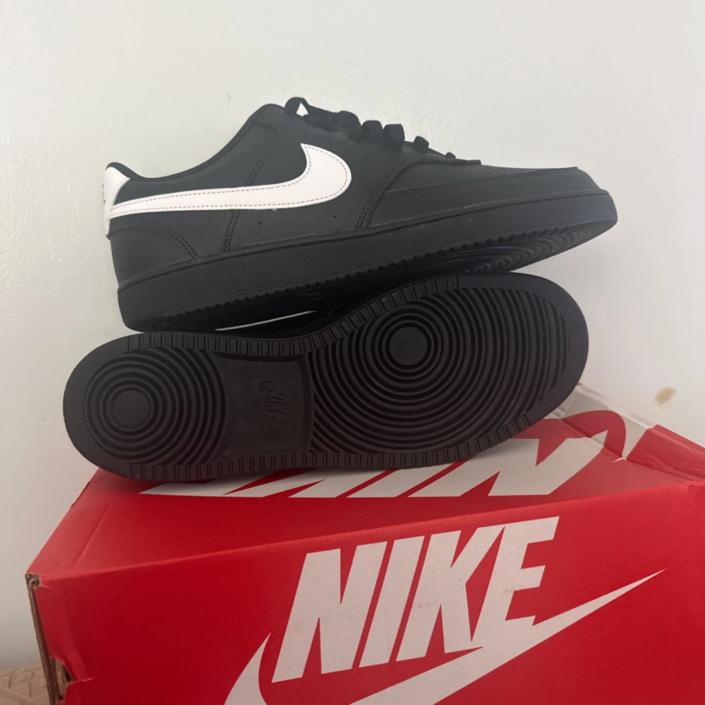 Nike Court Vision Low Men's Shoes Black White Size 10.5 - photo 3