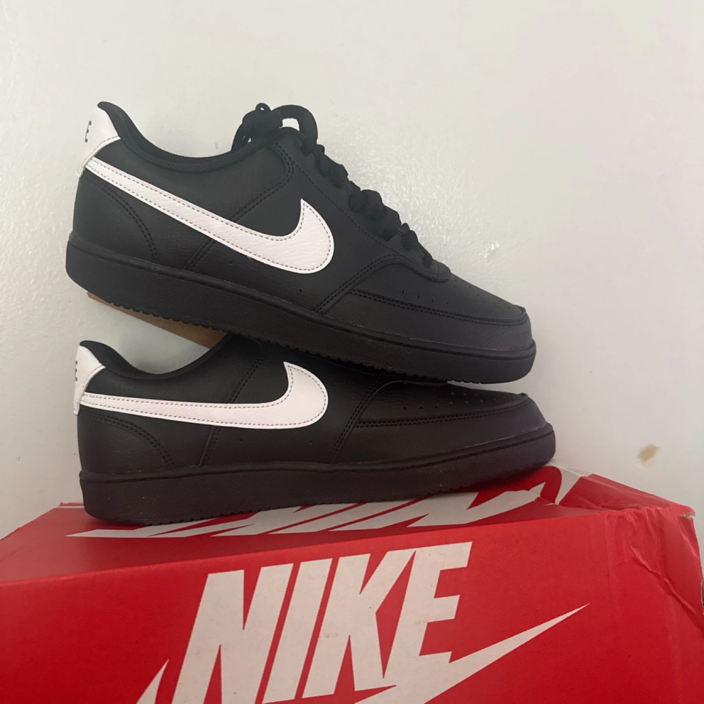 Nike Court Vision Low Men's Shoes Black White Size 10.5