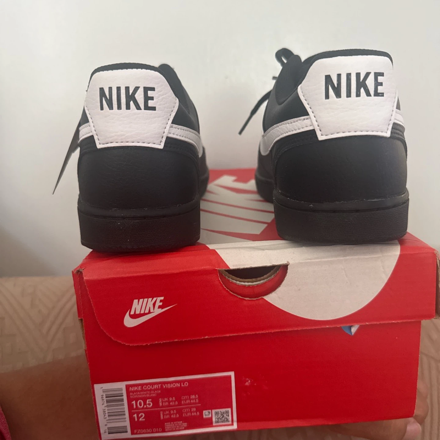 Nike Court Vision Low Men's Shoes Black White Size 10.5 - photo 2