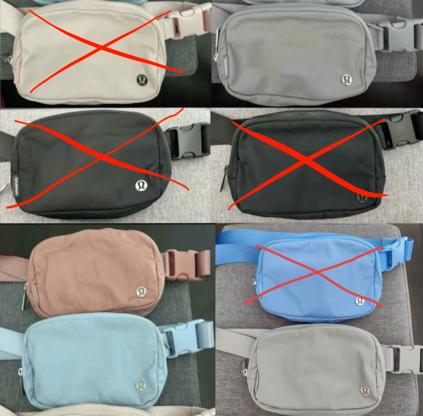 lululemon blue/pink/grey belt bag 1L