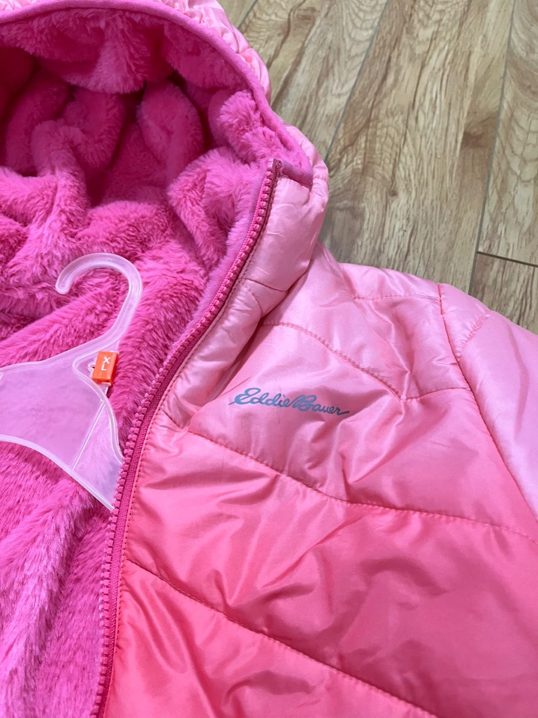 Eddie Bauer Pink Ombre Puffer Jacket with Faux Fur Lining - photo 4