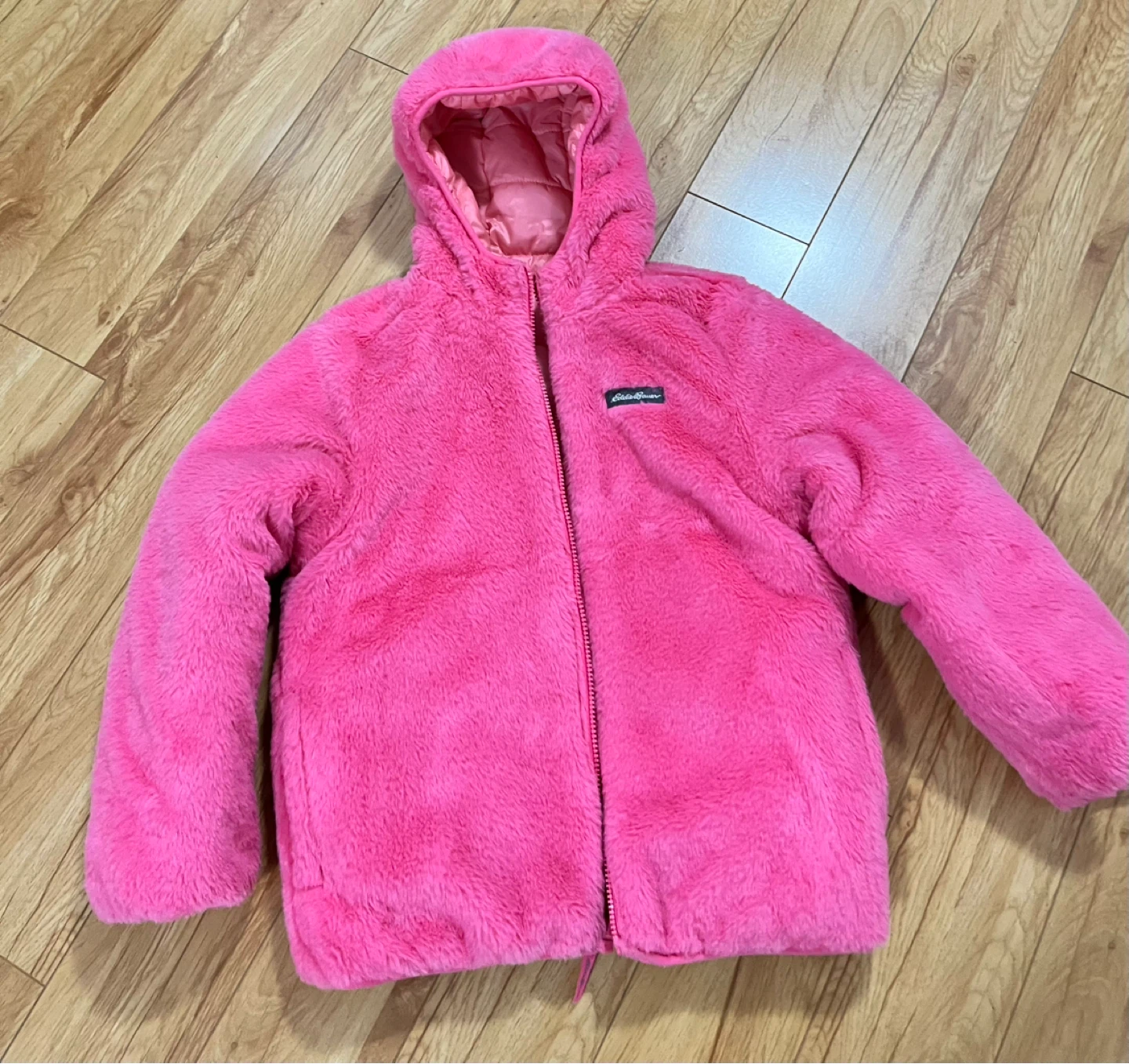 Eddie Bauer Pink Ombre Puffer Jacket with Faux Fur Lining - photo 3
