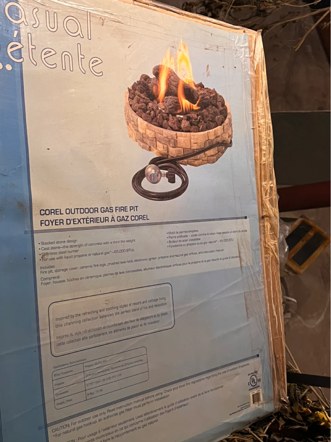 Outdoor gas fire pit 65000btu