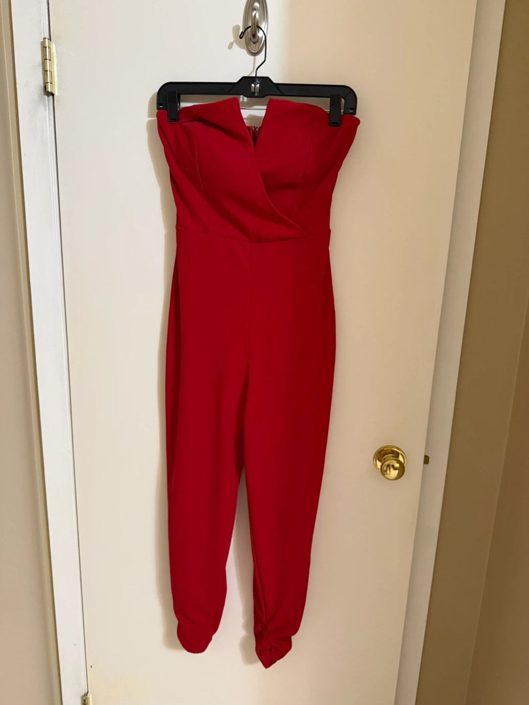 Red Strapless Jumpsuit
