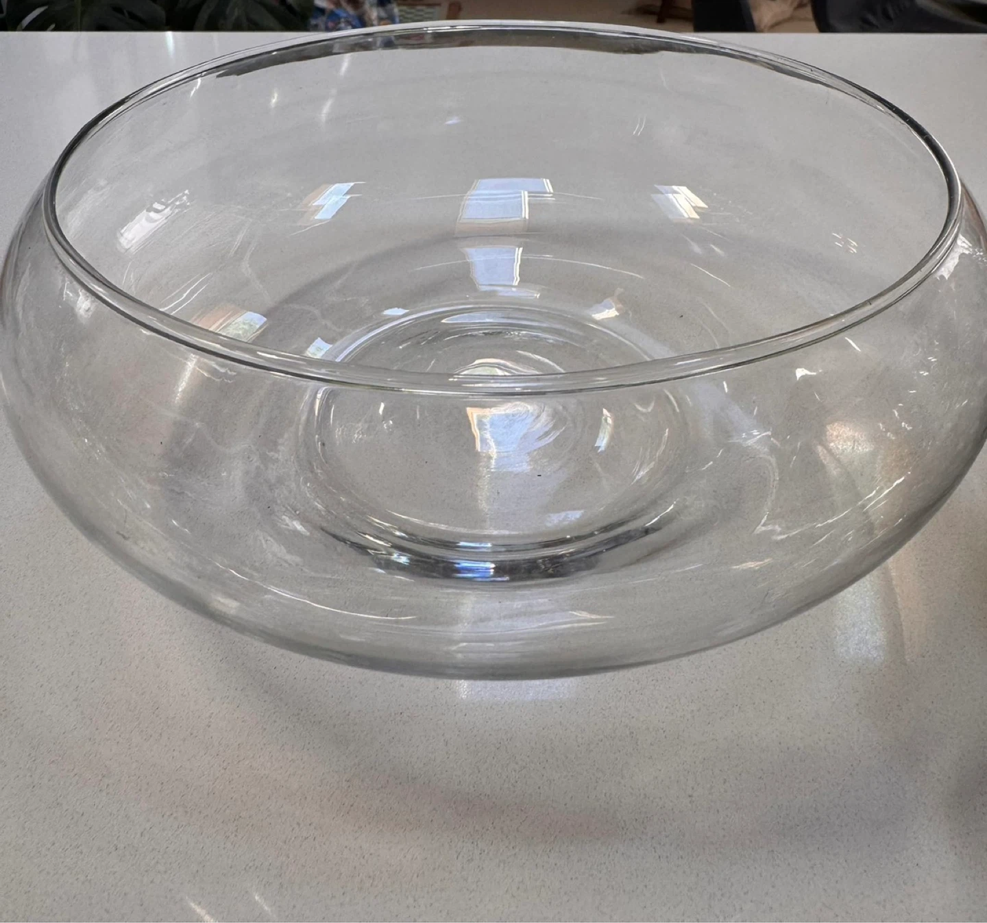 Grey Textured Ceramic Pot with Clear Glass Bowl - photo 3