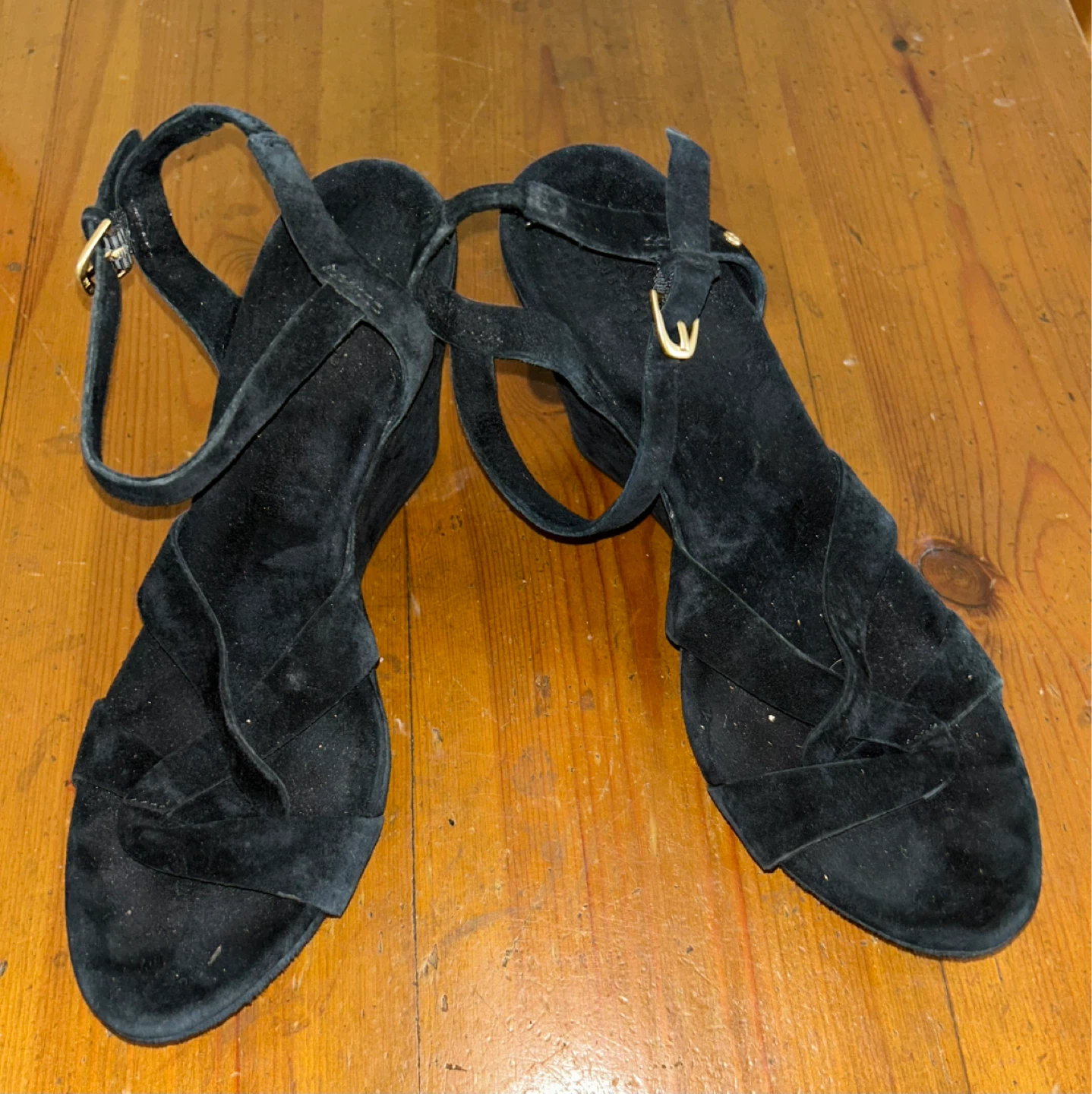 UGG Australia Black Suede Wedge Sandals SZ 6.5 ⚽️ - photo 2