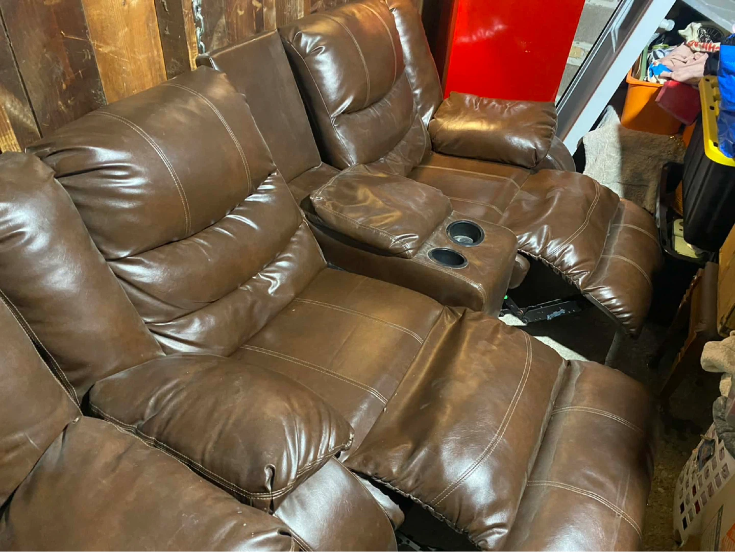 Brown  Leathersofa/ Loveseat Recliner with Cup Holders - photo 5