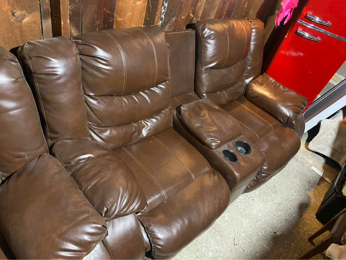 Brown  Leathersofa/ Loveseat Recliner with Cup Holders - photo 4