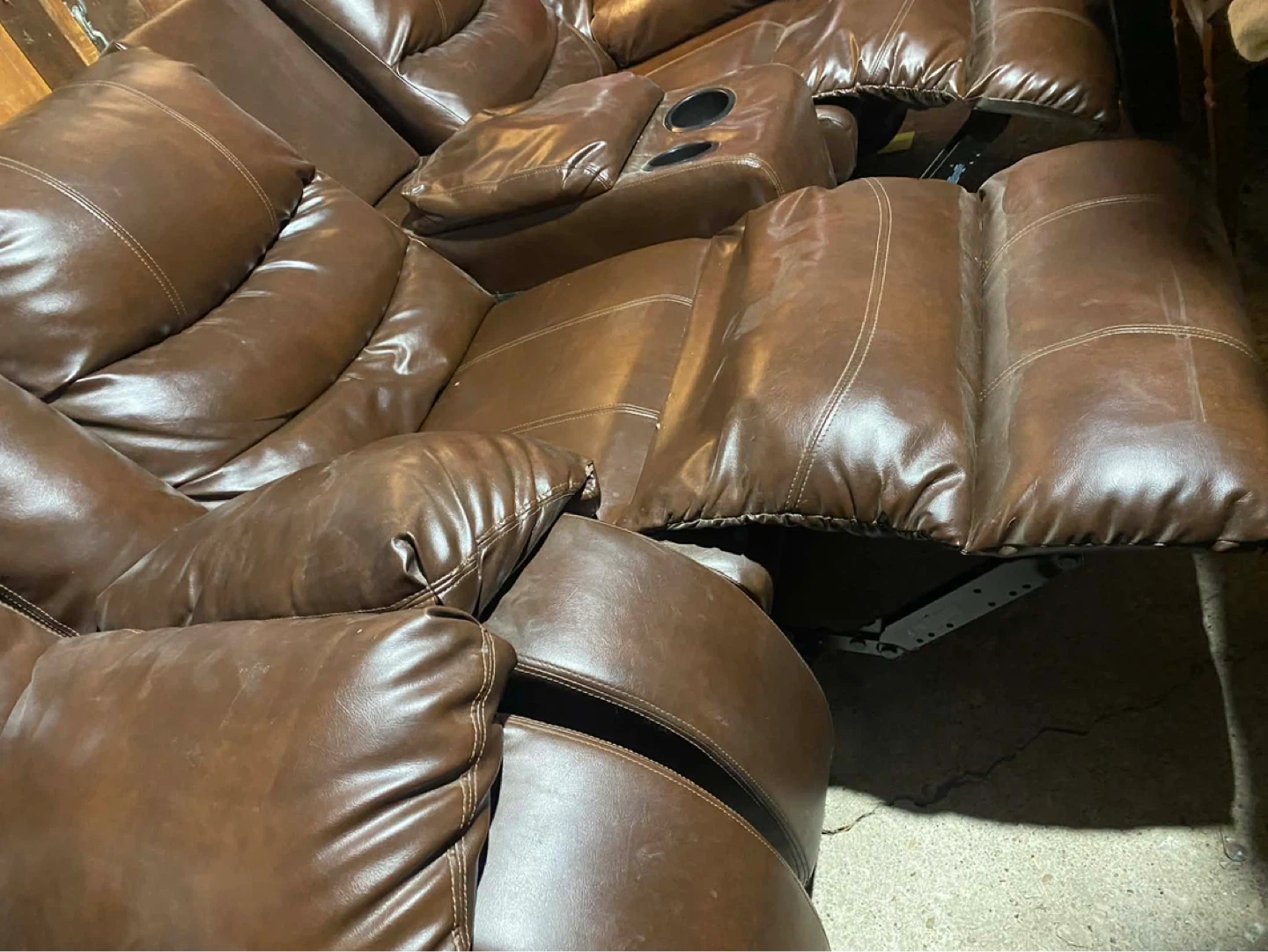Brown  Leathersofa/ Loveseat Recliner with Cup Holders - photo 3
