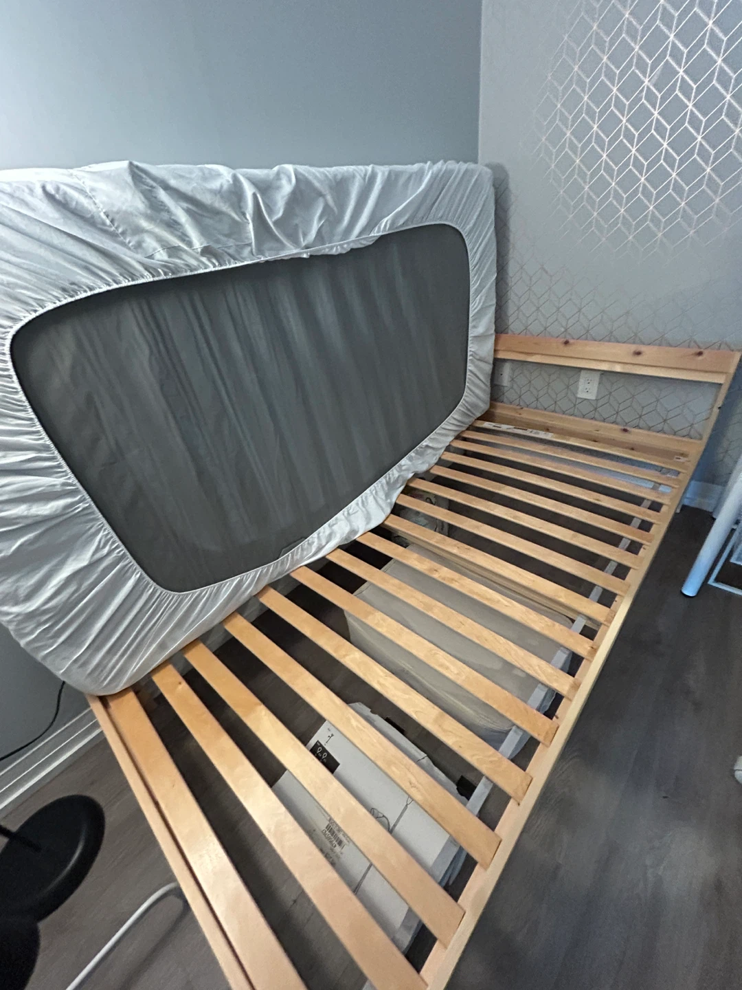 Wooden Single(Twin Size) Bed Frame with Mattress - photo 2