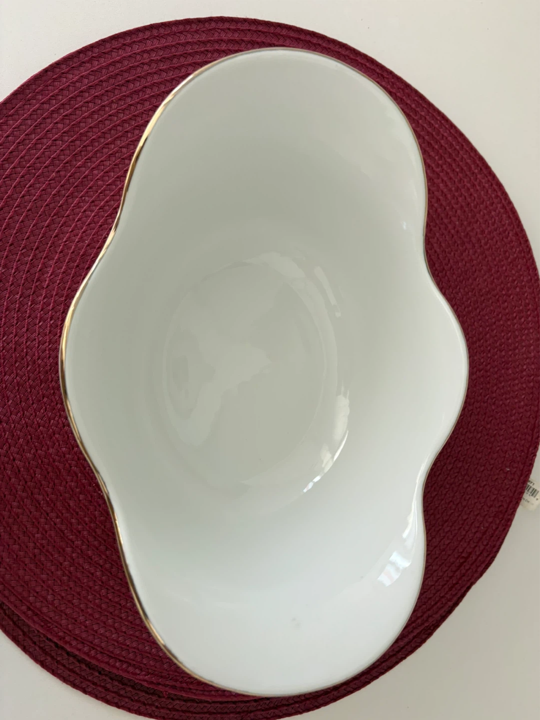 White serving bowl with gold trim - photo 3
