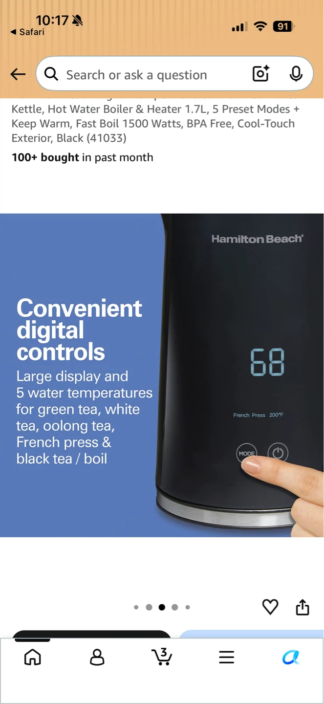 Hamilton Beach 1.7L Electric Kettle - photo 4