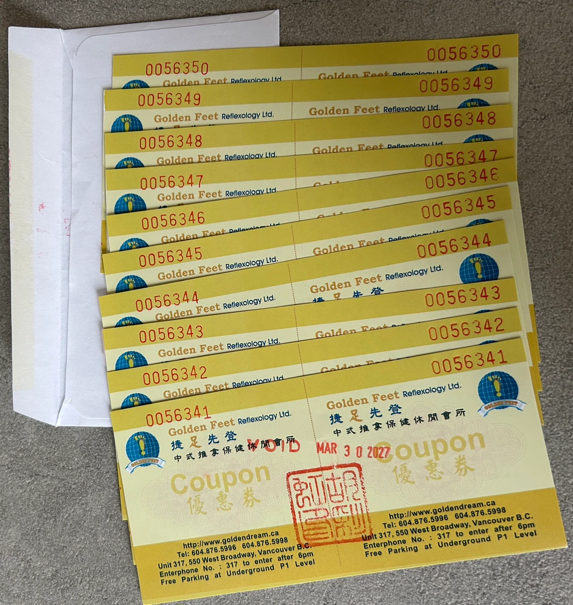 5x Golden Feet Coupons ($225 Total)