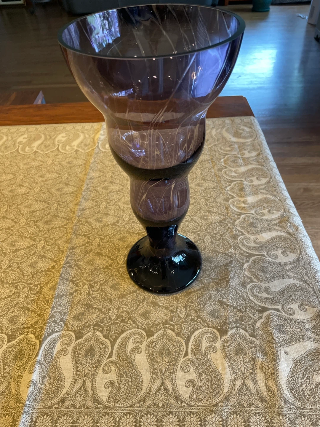 Purple Glass Vase with Swirls