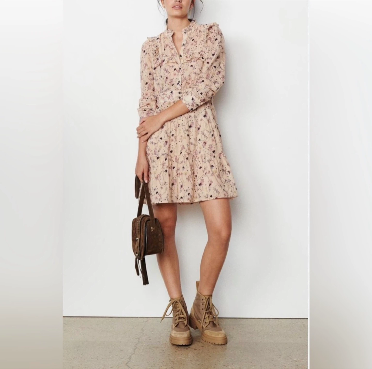 ba&sh Floral Ruffle Mini Dress ⚽