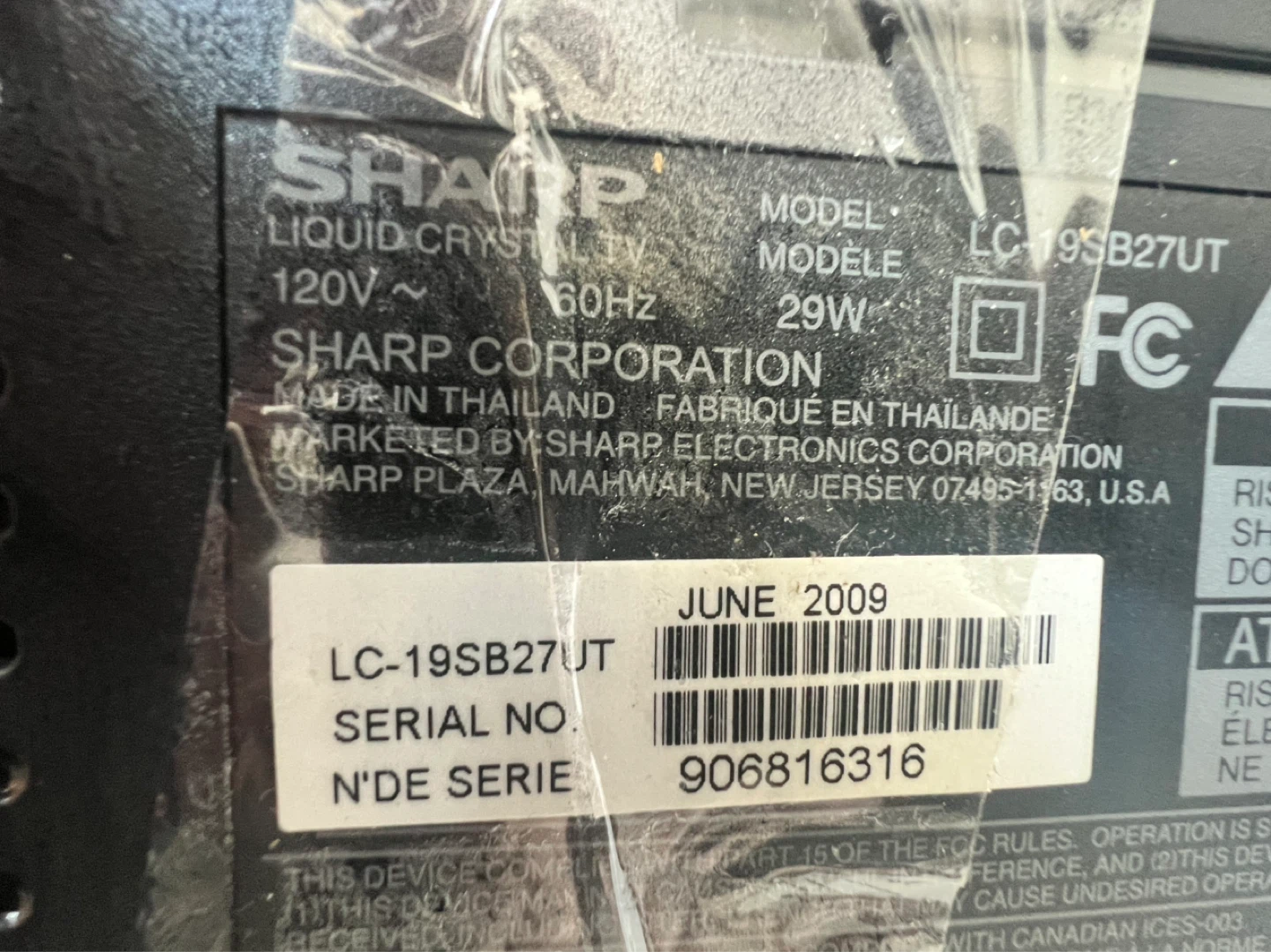 SHARP LIQUID LCD TV WITH REMOTE CONTROL AND PEDESTAL - photo 4