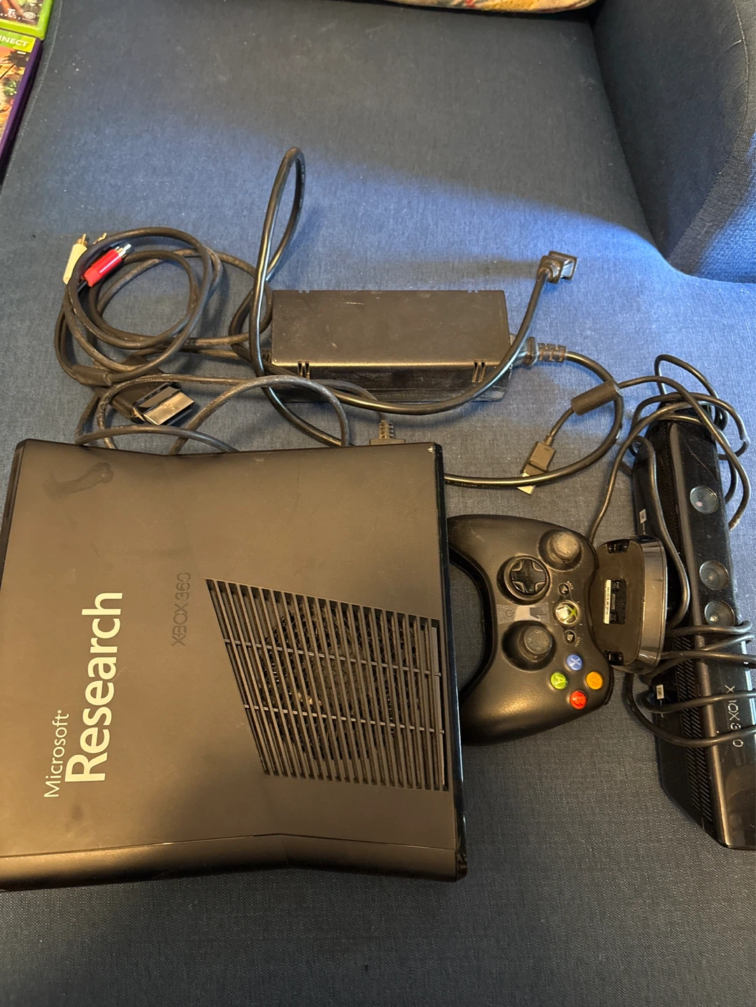 Microsoft Xbox 360 with Kinect, controller, and Games