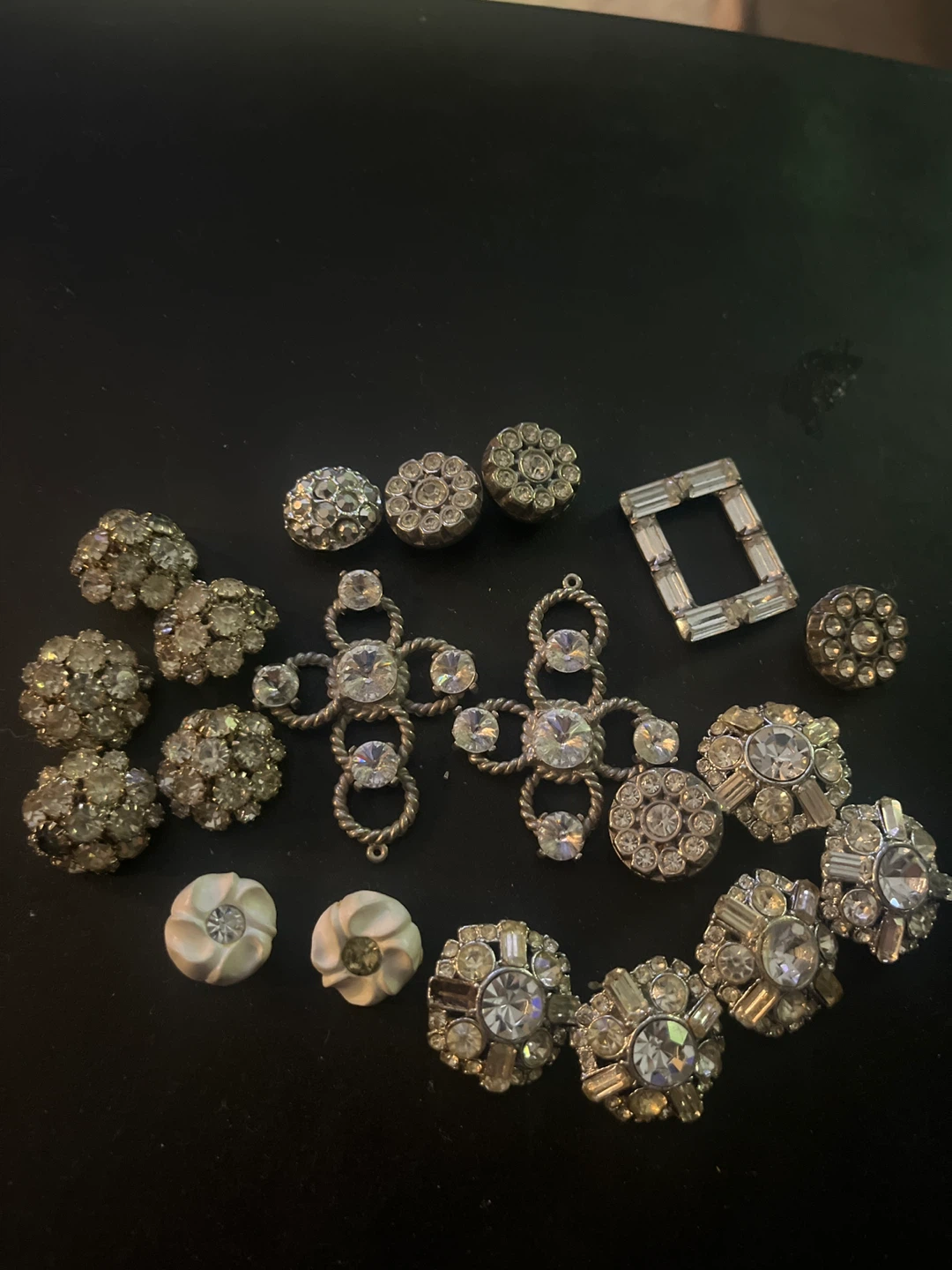 Vintage Rhinestone Buttons and Embellishments Lot
