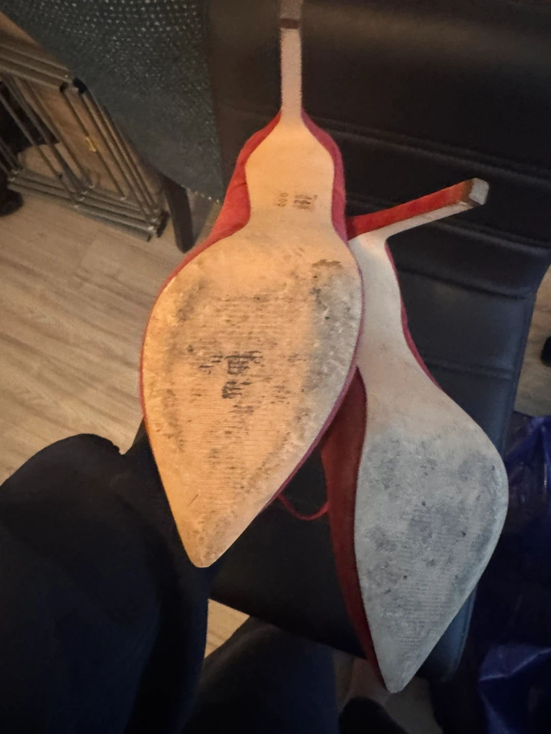 Red Suede Lace-Up Heels - photo 3