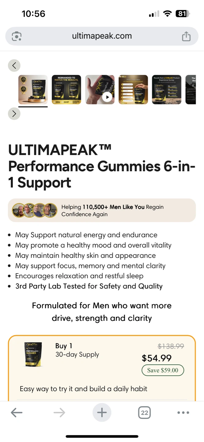 UltimaPeak Performance Gummies 6-in-1 Support - photo 2