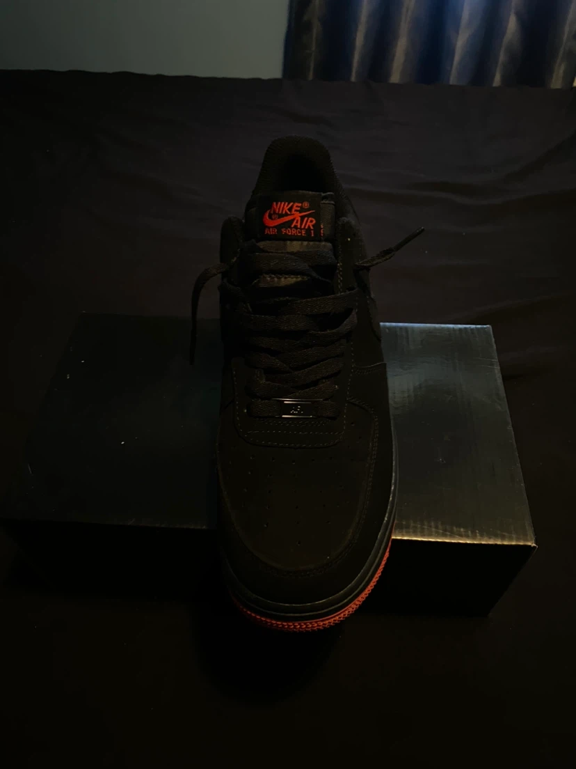 Nike Air Force 1 Black Red Suede Sneakers
