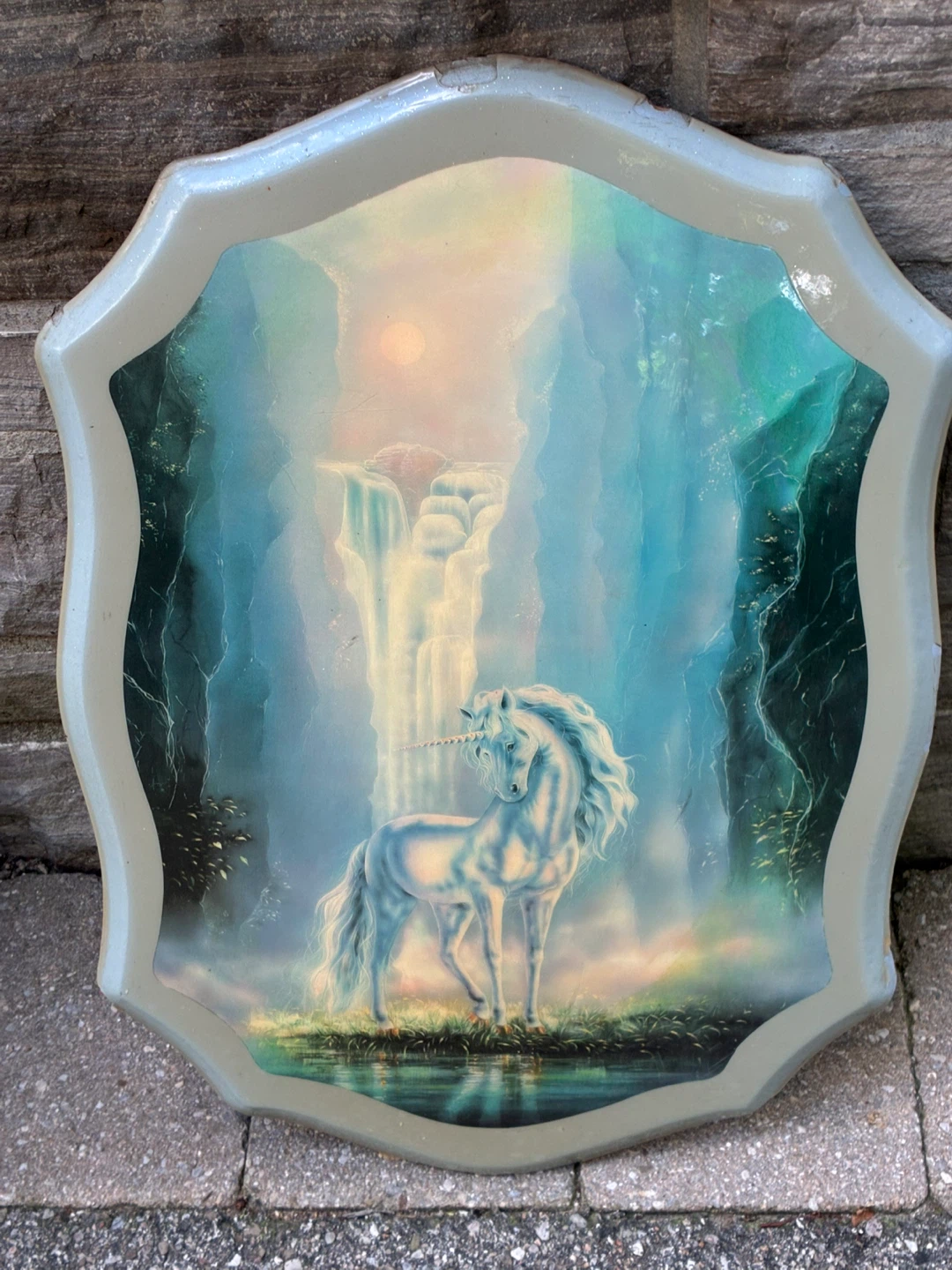 $6 Large Vintage 80’s Glitter Unicorn wall art waterfall