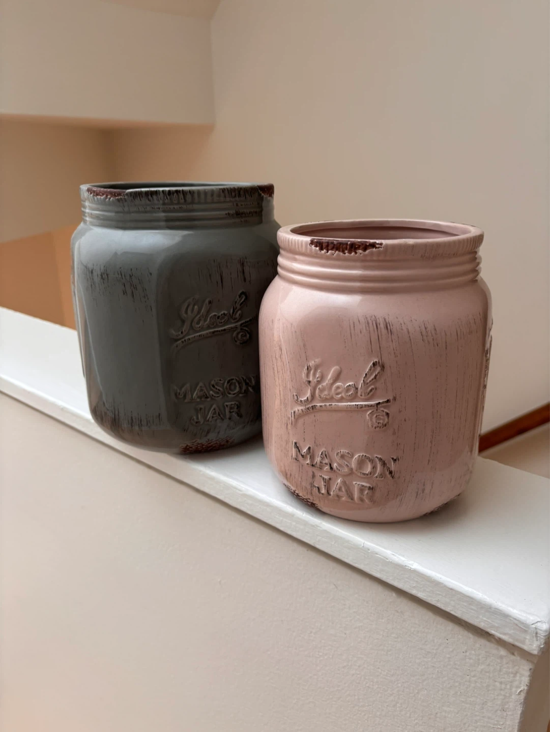 2x Ceramic Decorative Mason Jars