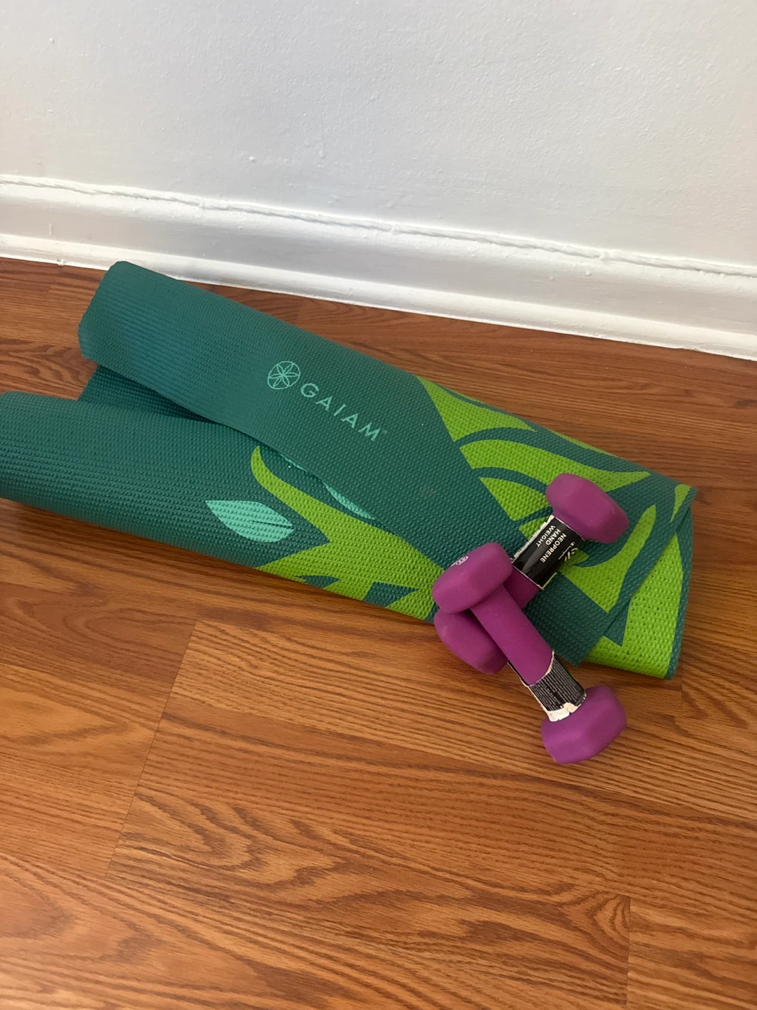 Gaiam Yoga Mat and Dumbbells