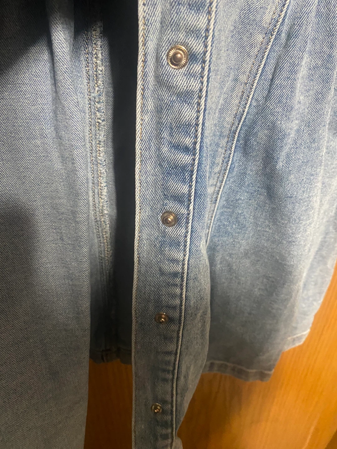 Denim Button-Front Puff Sleeve Dress - photo 5