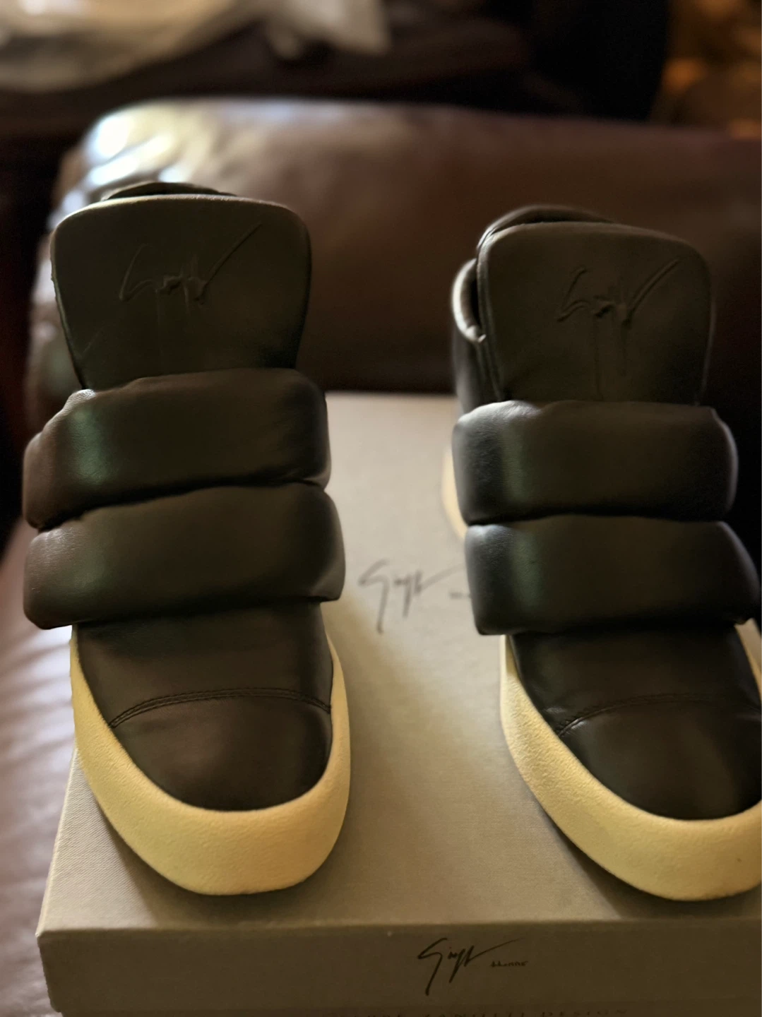 Giuseppe Zanotti Black Puffer Strap High Top Sneakers size10