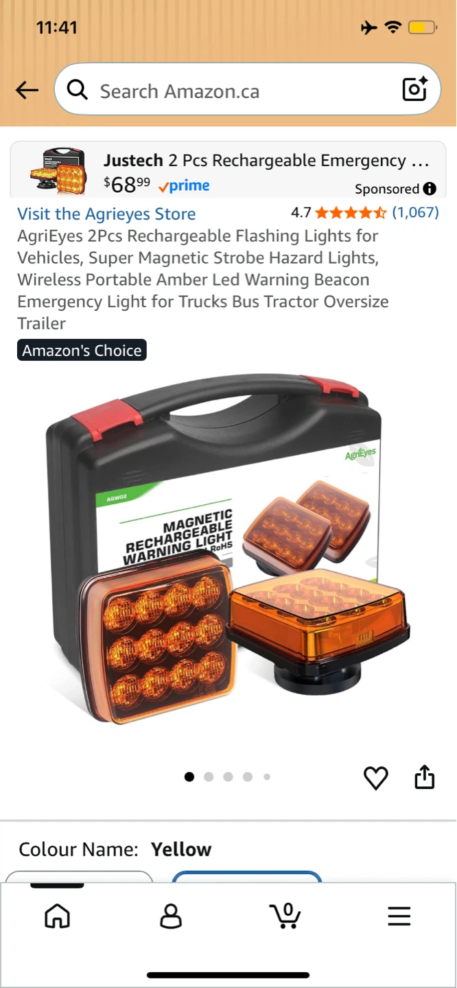 AgriEyes 2 Pcs Rechargeable Amber LED Warning Lights
