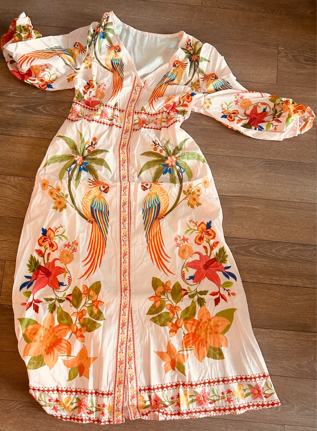 New Women's Floral Parrot Maxi Dress - M - photo 4