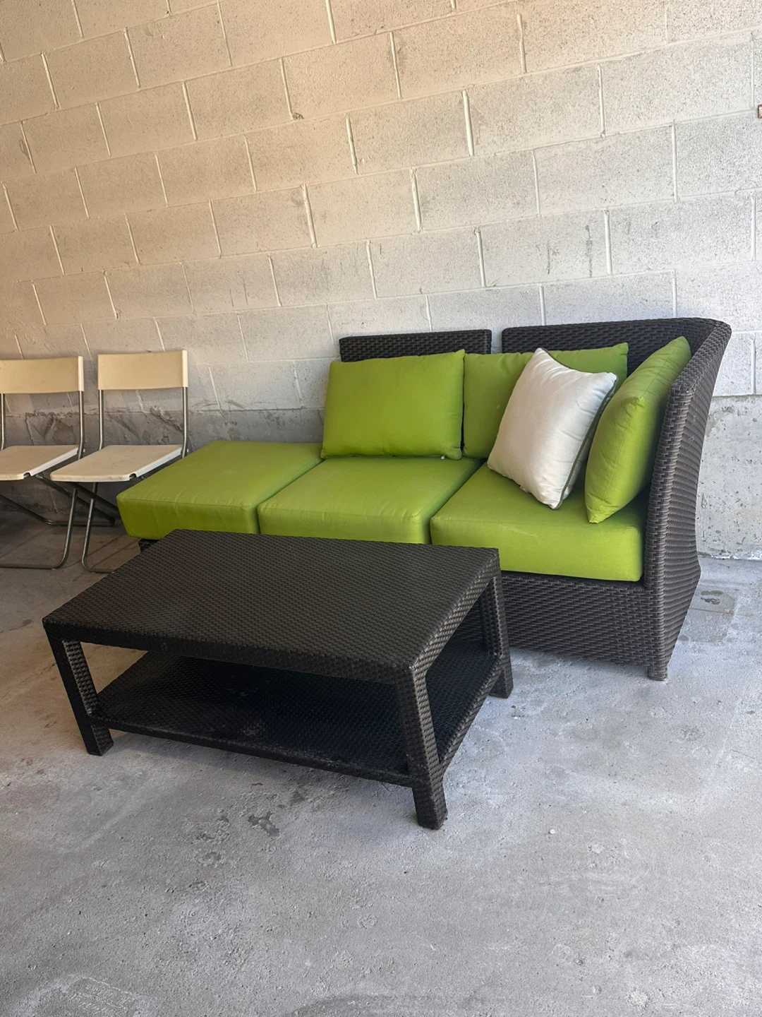 Wicker Outdoor Sofa and Coffee Table Set - photo 3