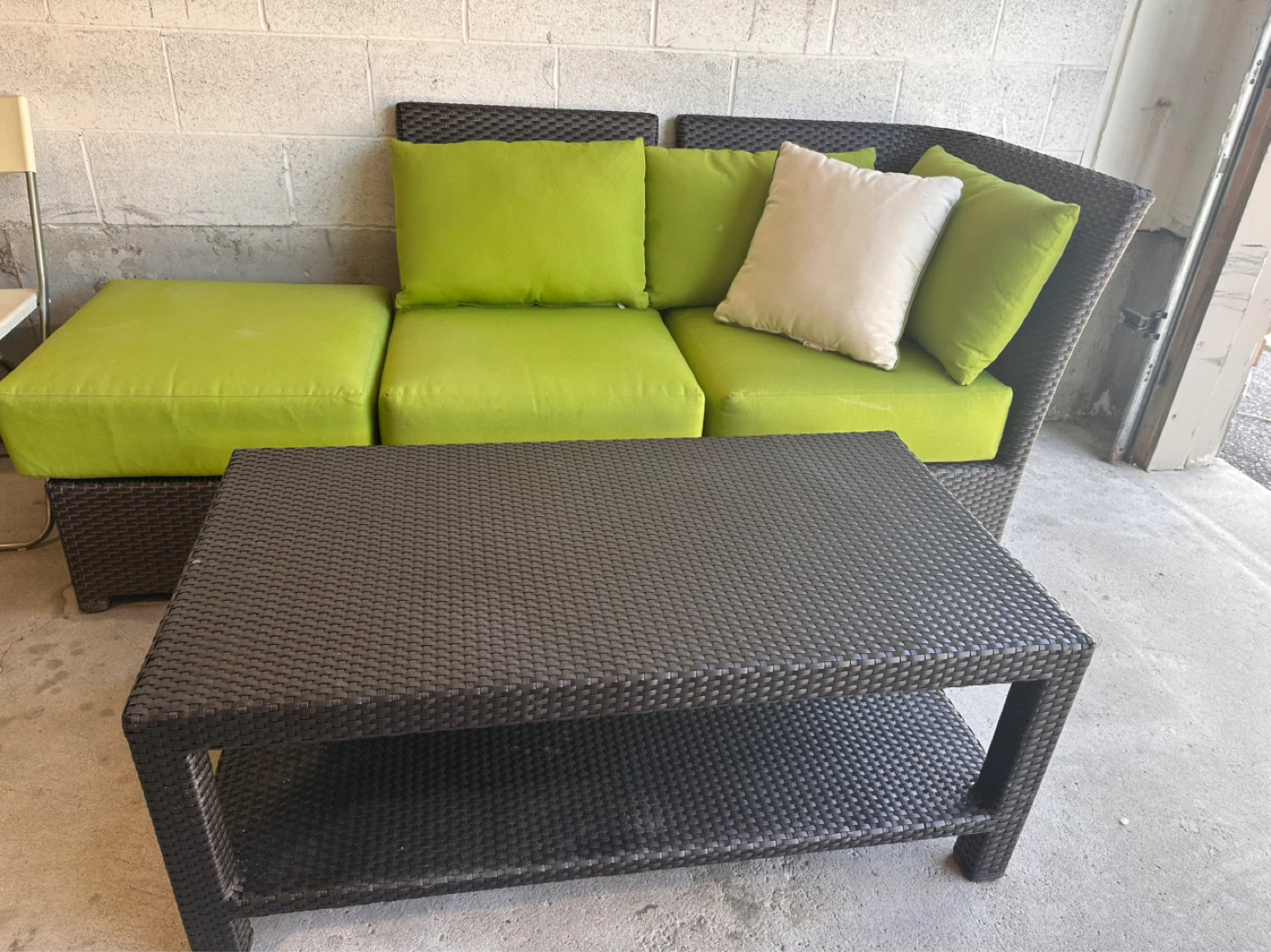 Wicker Outdoor Sofa and Coffee Table Set - photo 2