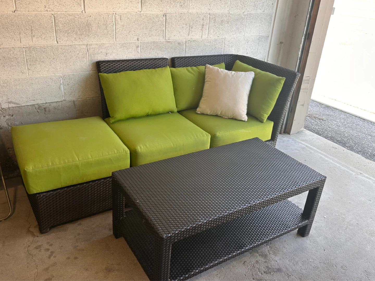 Wicker Outdoor Sofa and Coffee Table Set - photo 5