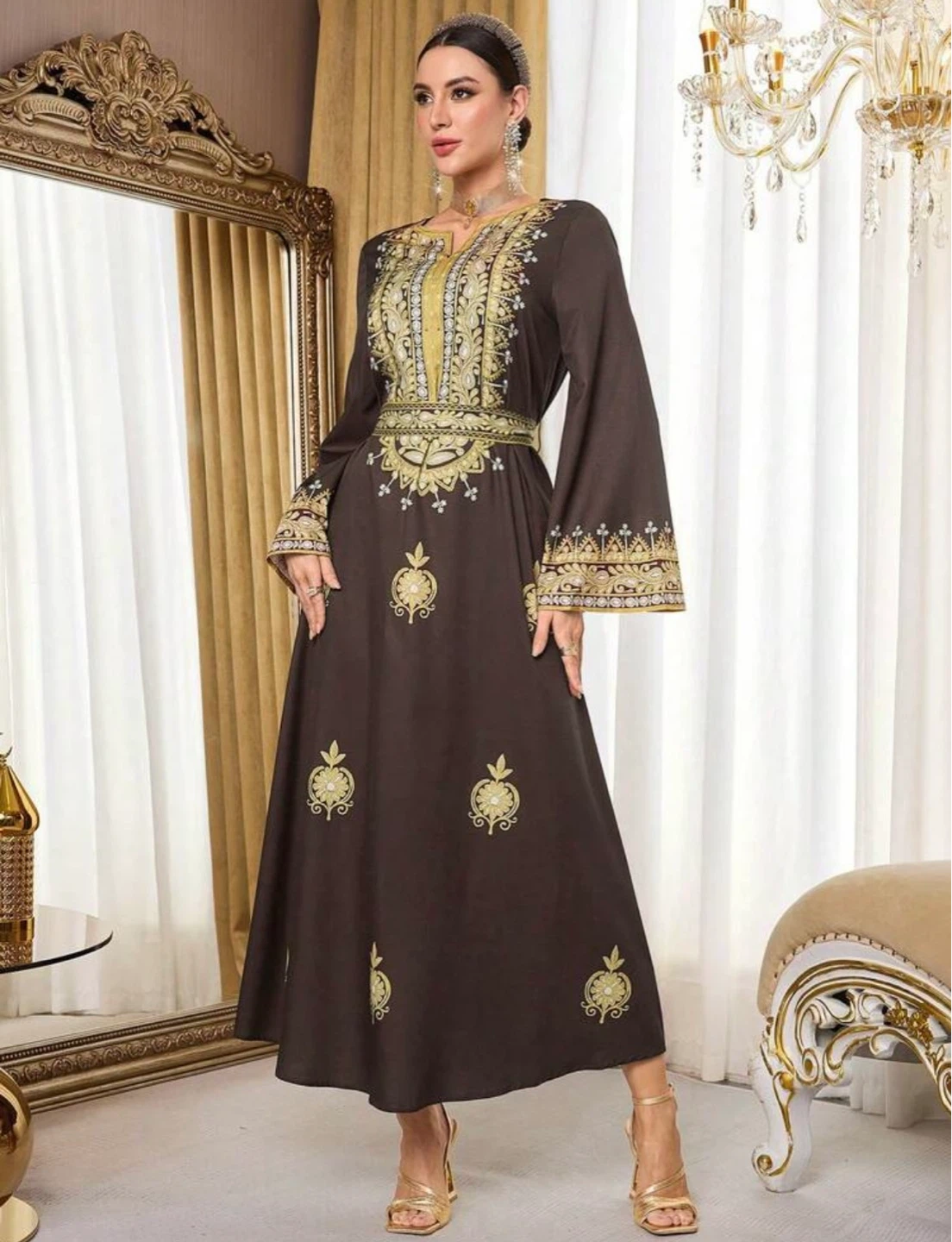 New Arabic style brown dress - medium
