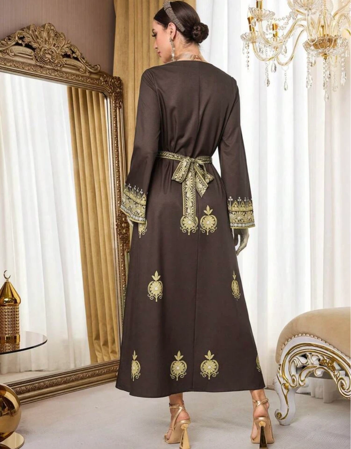 New Arabic style brown dress - medium - photo 3
