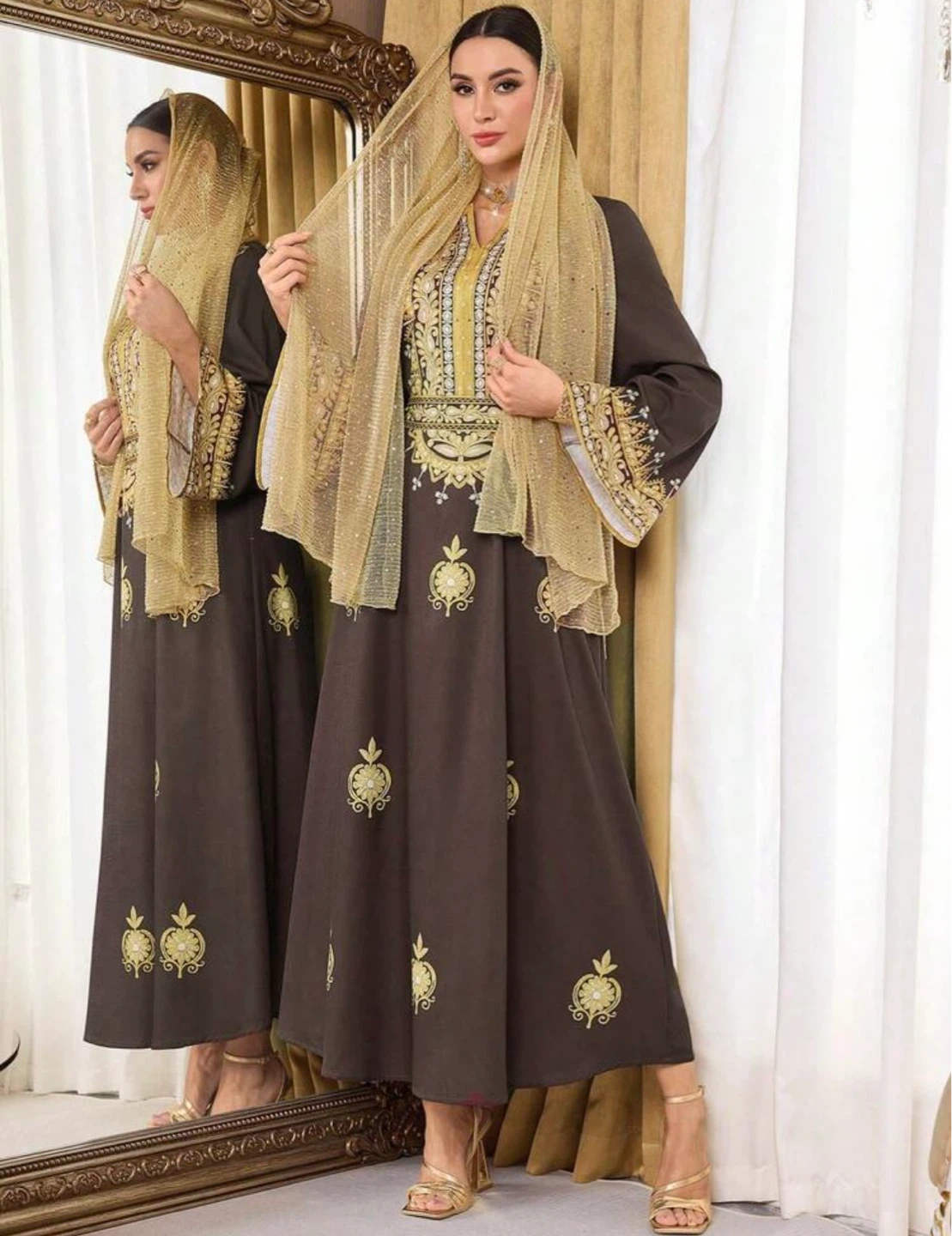 New Arabic style brown dress - medium - photo 2