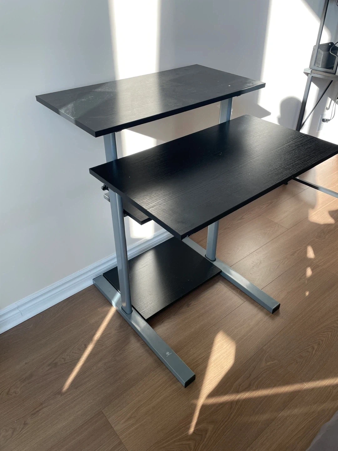 Black 2-Tier Rolling Computer Desk