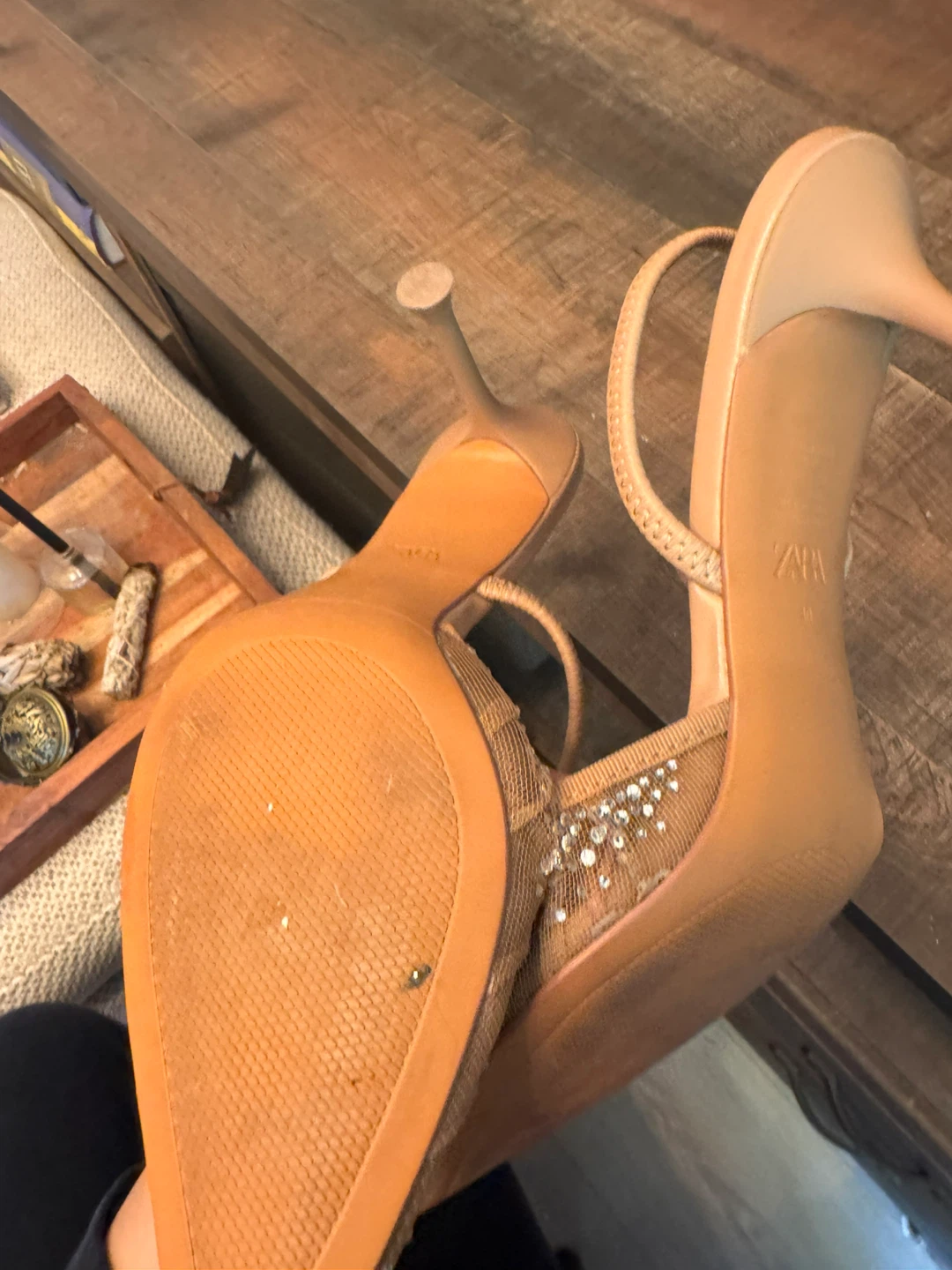 ZARA Rhinestone Slingback Heels